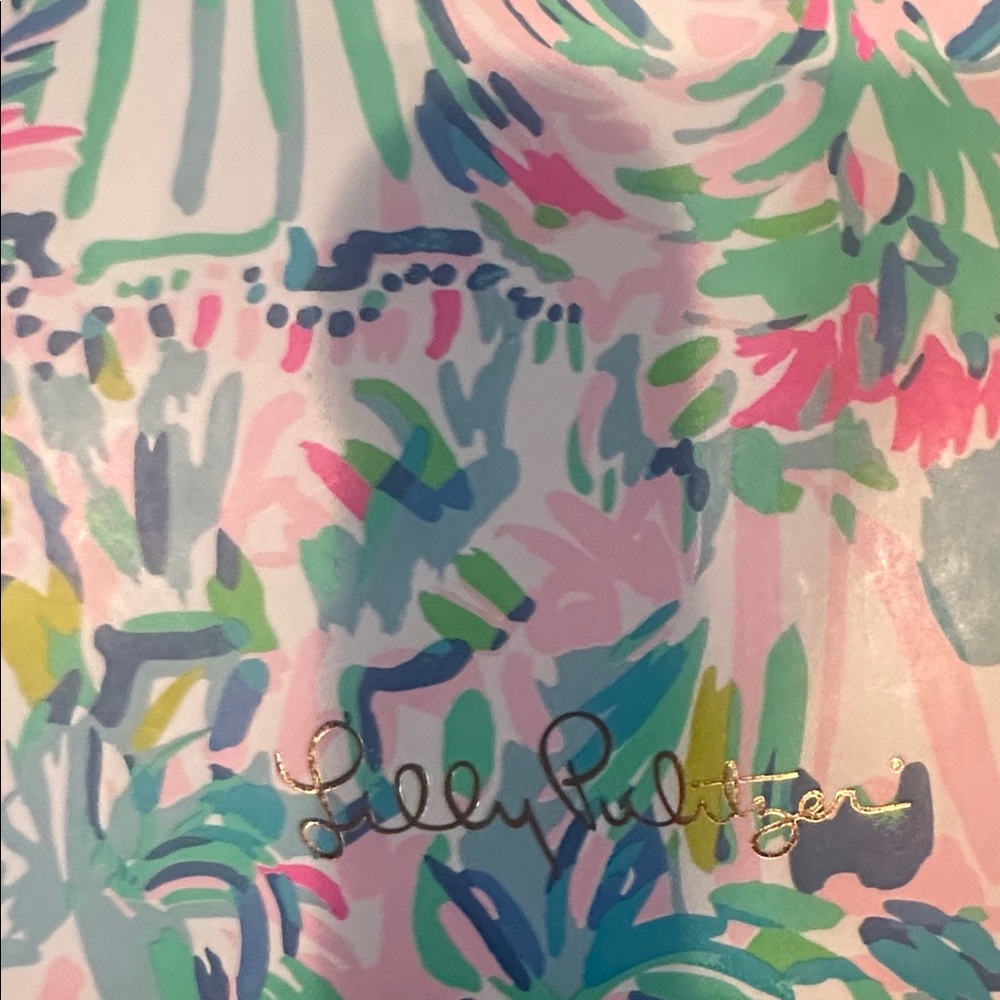 Lilly Pulitzer Blue and Yellow Floral Tote and used notebook - Picture 7 of 10